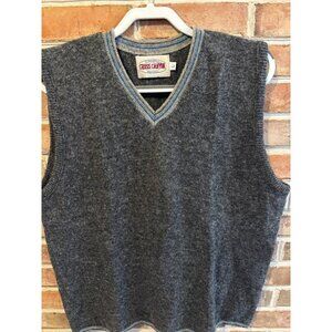 Cross Canyon Mens Gray Wool Blend V-Neck Sweater Vest Size L
